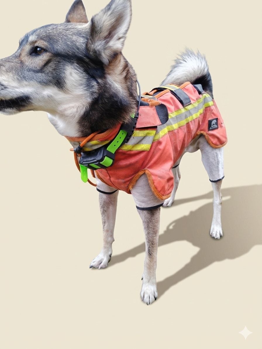 ADURO Hundeschutzweste – Hauptbild, Hund mit Schutzweste