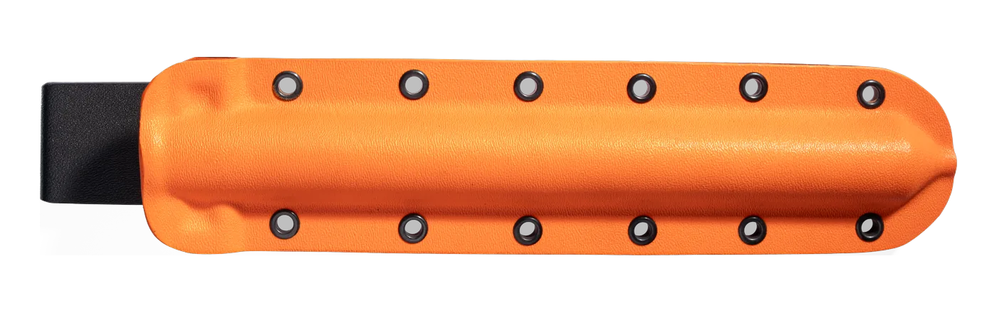 Runde Kydex-Scheide in Orange für die Konrad-Klinge